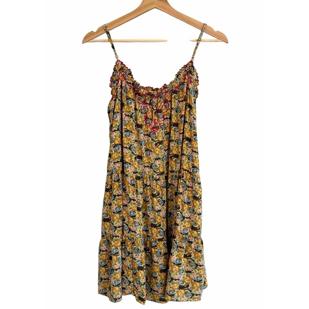 Natural Life Floral Tiered Boho Babydoll Dress Size XS/S Cottage Hippie Festival